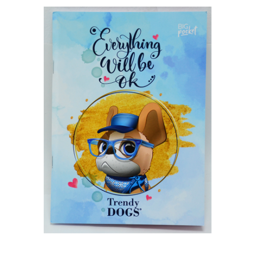CUADERNO 17X22 TAPA FLEXIBLE ABROCHADO TRENDY DOGS X 48 HOJAS - Imagen 1